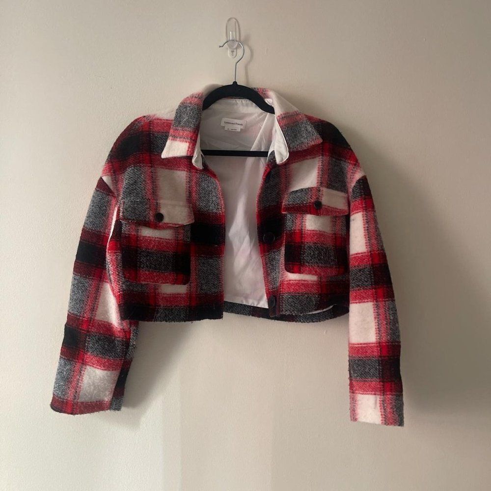 NWT lovers + friends red plaid cropped‎ jacket small - Picture 8 of 8